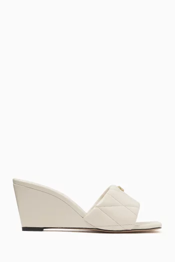 Emma 70 Quilted Wedge Sandals in Leather