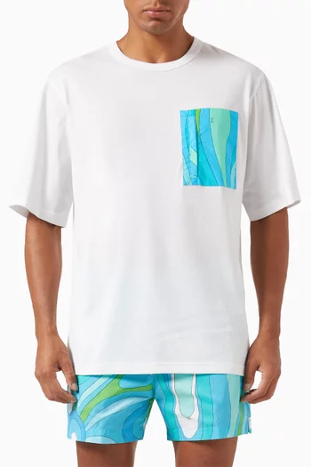 Marmo-print Pocket T-shirt in Cotton-jersey