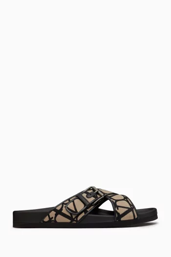 Valentino Garavani Criss Cross Sandals in Toile Iconographe Technical Fabric