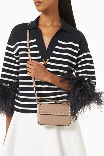 Valentino Garavani Rockstud Pouch in Grainy Calfskin Leather