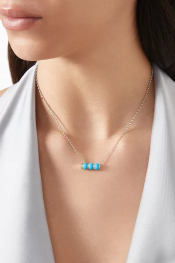 Cerith Turquoise & Diamond Pendant Necklace in 18kt White Gold