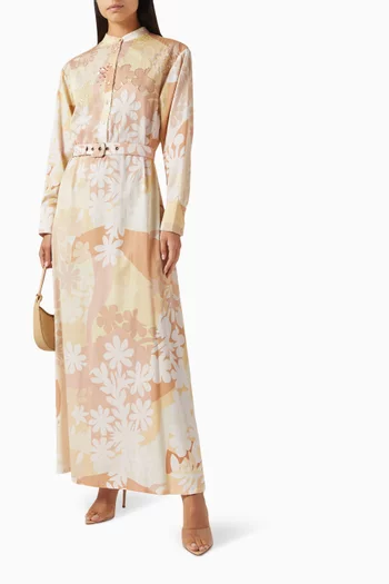 Kaleo Belted Floral-print Maxi Dress in Cotton