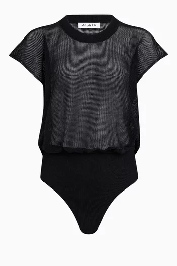 Sheer T-shirt Bodysuit in Cotton-blend