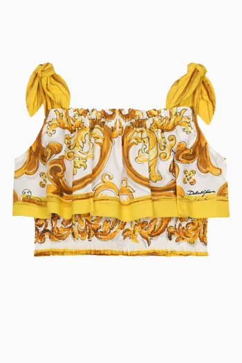 Majolica Print Top in Poplin
