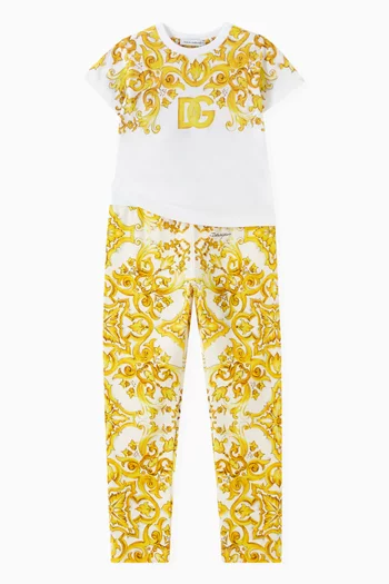 Majolica Print Leggings in Cotton Interlock