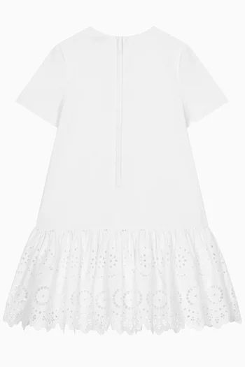 Embroidered Broderie Anglaise Polo Dress in Cotton-poplin