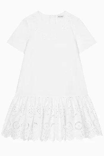 Embroidered Broderie Anglaise Polo Dress in Cotton-poplin
