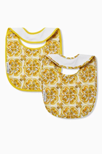 Printed Bibs in Cotton, Set of 2