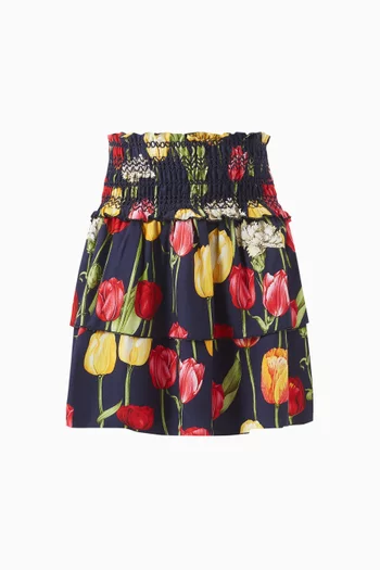 Tulip-print Skirt in Viscose