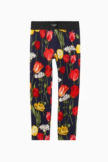 Tulip-print Interlock Leggings in Cotton
