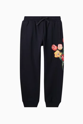 Floral-print Sweatpants in Cotton