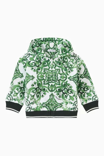 Majolica-print Zip-up Hoodie