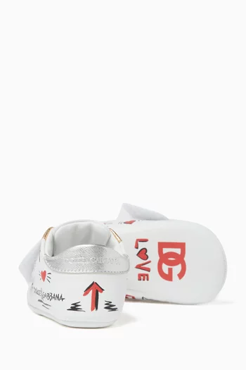 Printed Low-top Sneakers in Leather