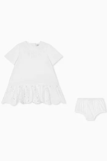 Embroidered Broderie Anglaise DG Logo Dress