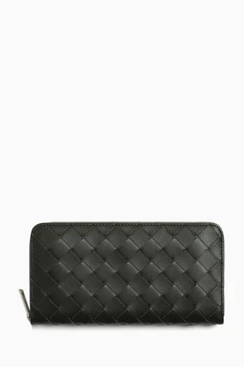 Zip-around Wallet in Intrecciato Calfskin