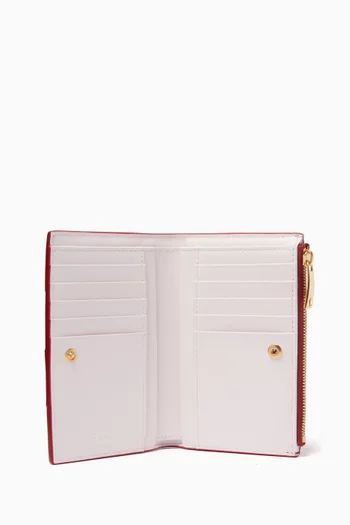 Medium Cassette Bi-fold Zip Wallet in Intreccio Leather