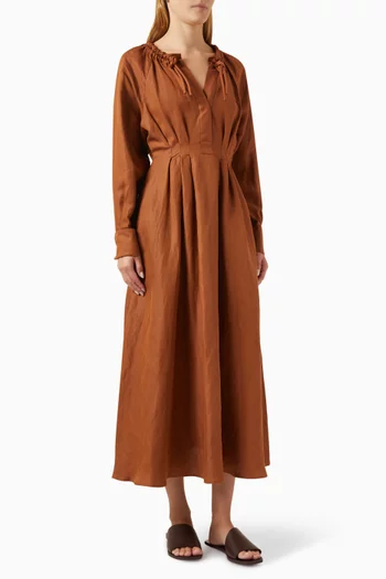 Drina Midi Dress in Linen-silk