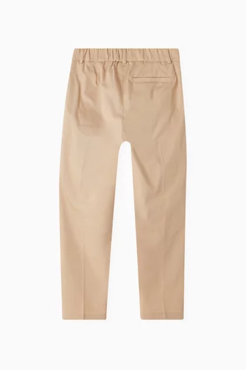 Pleated Logo Pants in Cotton