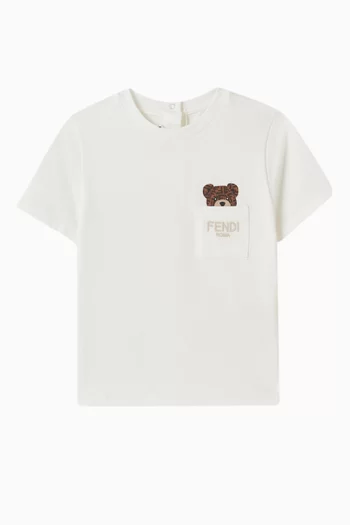 Bear FF Print T-shirt in Cotton