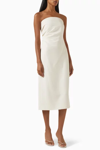 Draped Midi Dress in Crepe