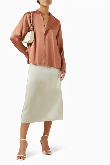 Long-sleeve Top in Silk Satin