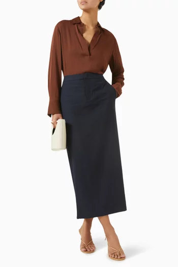 Polo Top in Stretch Silk