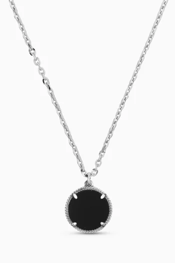 Onyx Amulet Pendant Necklace in Sterling Silver