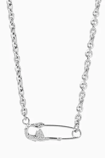 Arabesque Safety Pin Necklace in Sterling Silver
