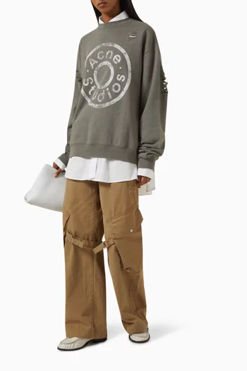 Distressed Logo Sweater in Organic Cotton-blend