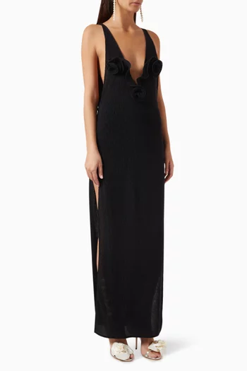 Rose High-leg Maxi Dress in Crepe