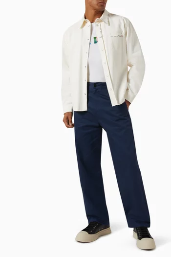 Logo Embroidered Shirt in Cotton