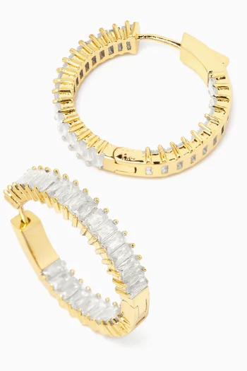 Baguette Hoop Earrings in 18kt Gold-plated Brass