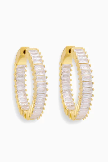 Baguette Hoop Earrings in 18kt Gold-plated Brass