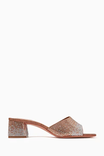 Cremona 50 Embellished Mules in Croc-embossed Leather
