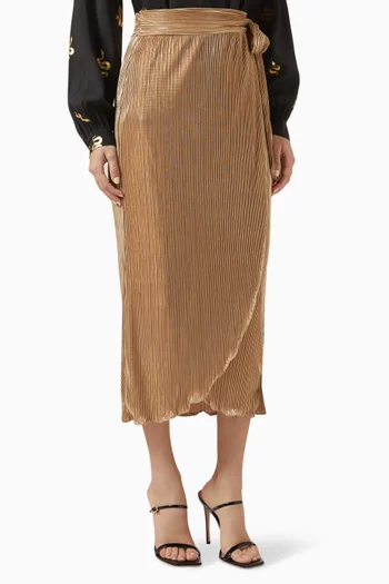 Jaspre Wrap Plisse Midi Skirt