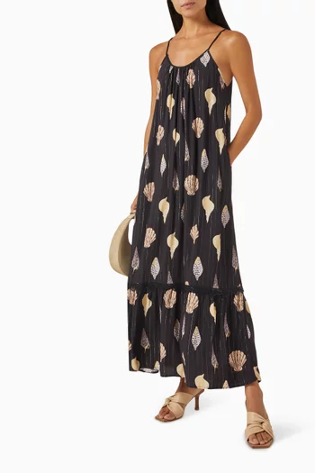 Shell-print Maxi Dress in Viscose Blend