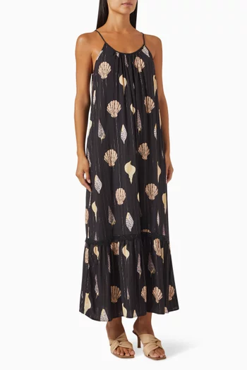 Shell-print Maxi Dress in Viscose Blend