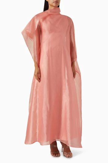 Draped Cape-style Kaftan & Dress Set In Silky Organza
