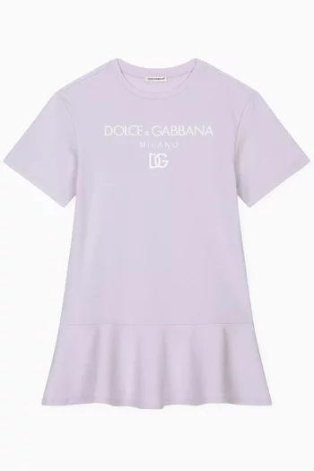 Logo Flared Dress in Stretch-cotton