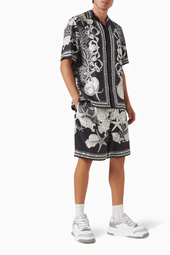 Barocco-print Shorts in Silk Twill