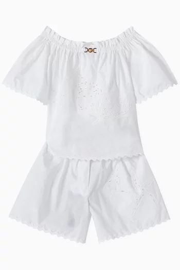 Embroidered Sangallo Top in Cotton Poplin