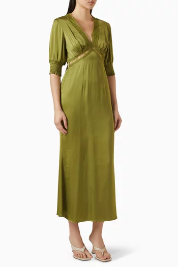 May Midi Dress in Viscose & Lace