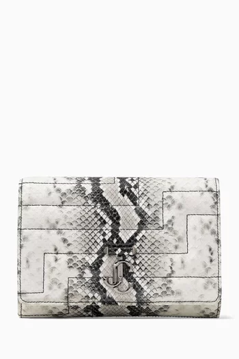 Avenue Clutch Bag in Snakeskin-print Leather