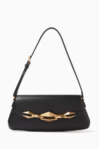 Small Diamond Shoulder East-West Bag in Leather