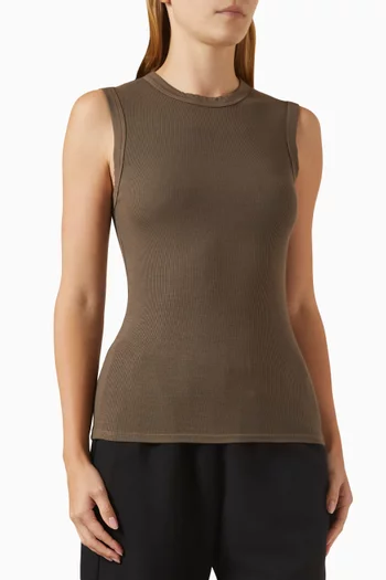 Knit Sleeveless Tank Top in Stretch Silk