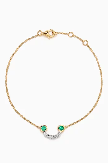 Smile Diamond and Emerald Bracelet in 18kt Yellow Gold