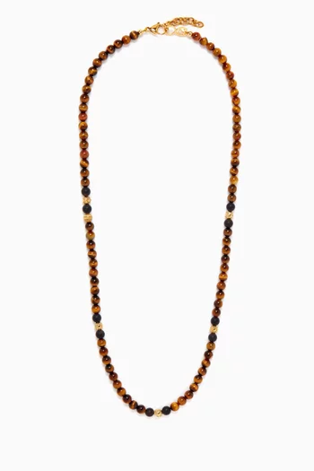 Tiger Eye & Onyx Beaded Necklace