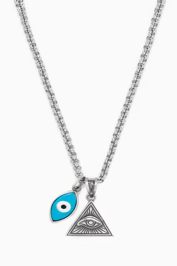 Evil Eye & Eye of Ra Pendant Necklace in Sterling Silver
