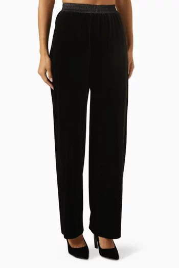Elasticated-waist Pants in Stretch Chenille