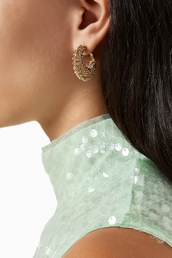Small Izzia Crystal Hoop Earrings in 24kt Gold-plated Metal